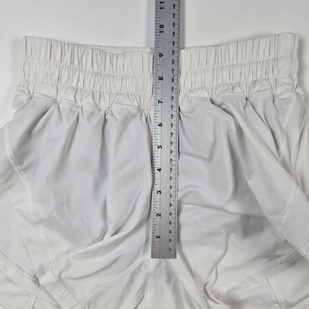 Lululemon Track That Shorts Women 6 White High Rise Smocked Waist Running Gym - Picture 8 of 9